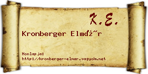 Kronberger Elmár névjegykártya